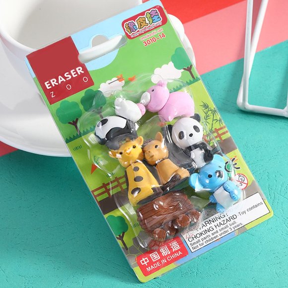 Zoo Animal Theme with Colorful Erasers for School Kids - Picture 3 of 3